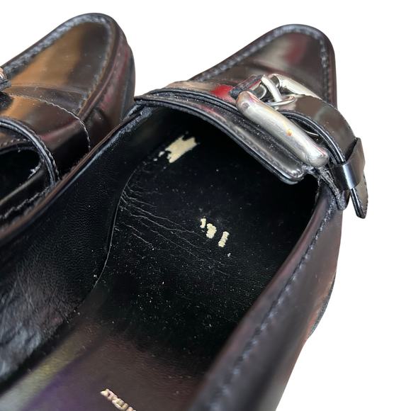 PRADA Vintage Black Leather Buckle Loafers Size 37 - Picture 8 of 8